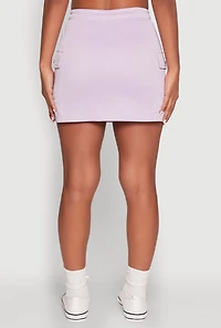 Womens Toggle Drawstring Cargo Skort, Purple, Size L