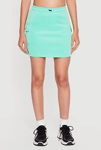 High Waisted Toggle Drawstring Mini Cargo Skort