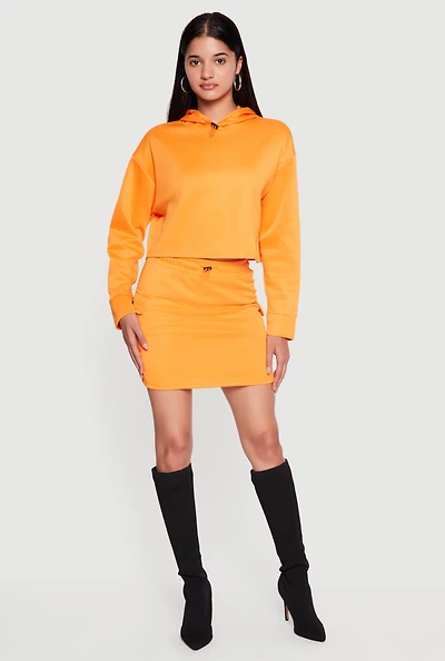 High Waisted Toggle Drawstring Mini Cargo Skort