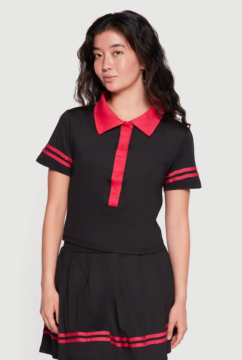 Contrast Trim Polo Top