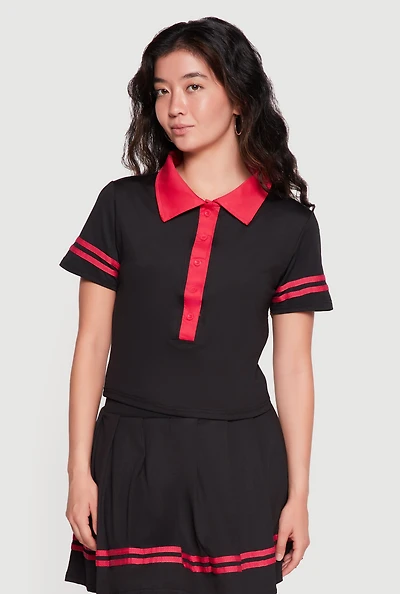 Contrast Trim Polo Top