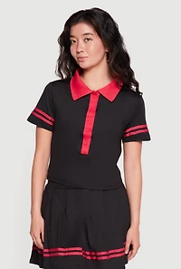 Contrast Trim Polo Top