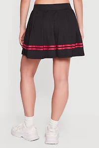 High Waisted Varsity Stripe Pleated Skirt