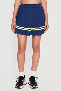 High Waisted Varsity Stripe Pleated Skirt