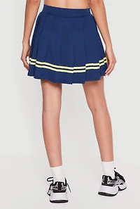 High Waisted Varsity Stripe Pleated Skirt