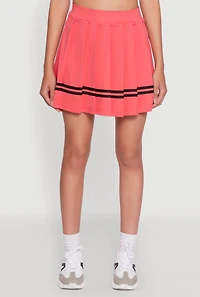 Womens Trendy Varsity Stripe Pleated Mini Skirt, Pink, Size M