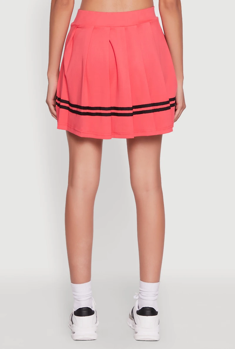 Womens Trendy Varsity Stripe Pleated Mini Skirt, Pink, Size M