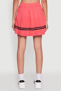 Womens Trendy Varsity Stripe Pleated Mini Skirt, Pink, Size M