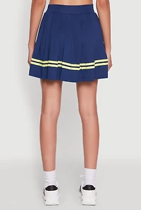 Womens Trendy Varsity Stripe Pleated Mini Skirt, Blue, Size XL