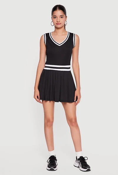 Contrast Trim Tennis Dress with Shorts Lining
