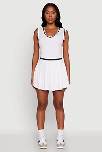 Stylish Pleated Varsity Stripe Skater Dress