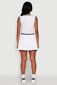 Stylish Pleated Varsity Stripe Skater Dress