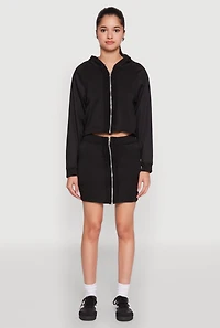 Womens Fleece Lined Rib Knit Zip Front Sweatshirt,