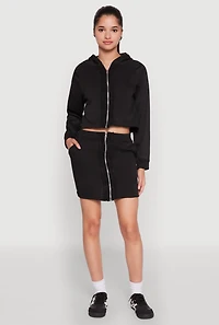 Womens Fleece Lined Rib Knit Zip Front Sweatshirt,