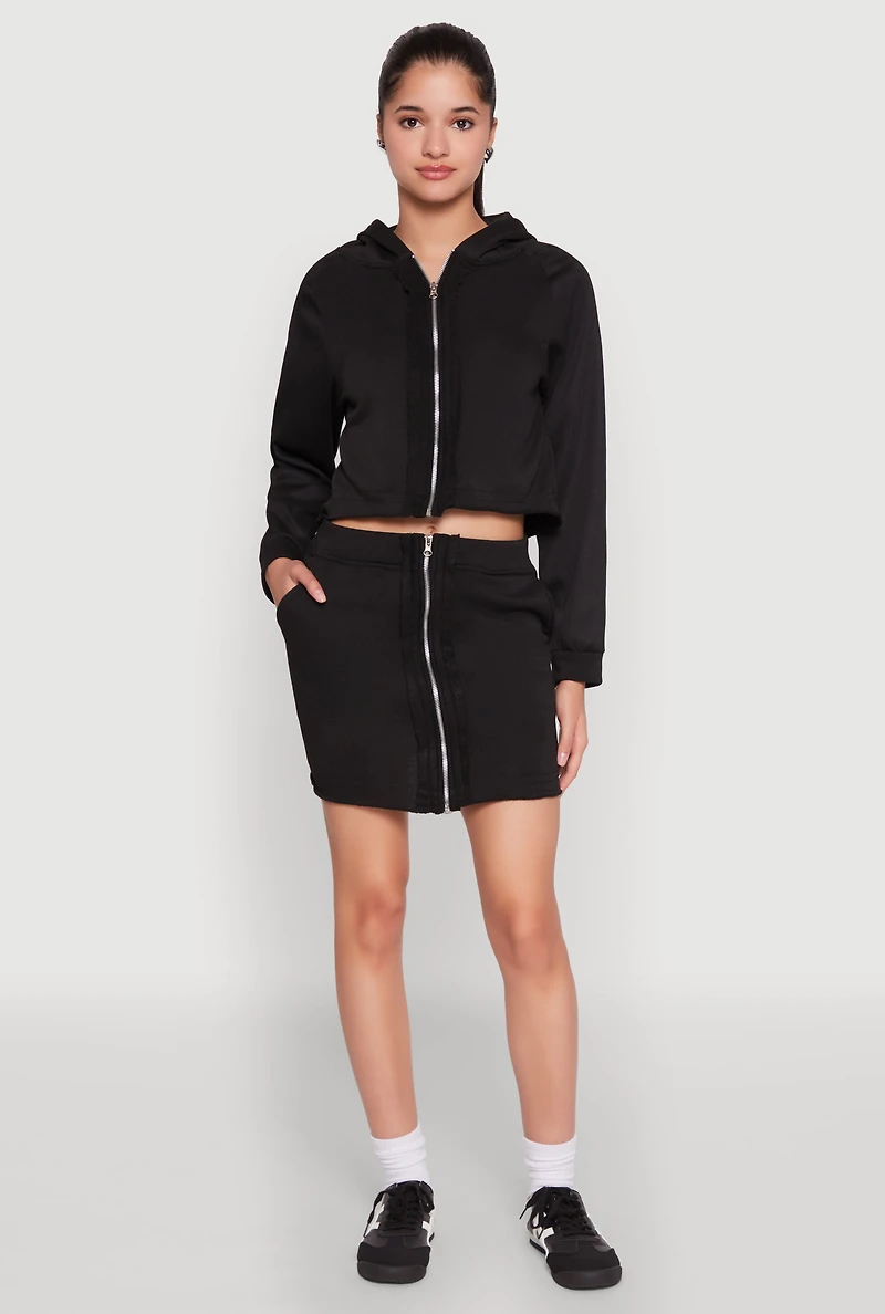 Womens Fleece Lined Rib Knit Zip Front Sweatshirt,
