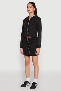 Womens Fleece Lined Rib Knit Zip Front Sweatshirt,