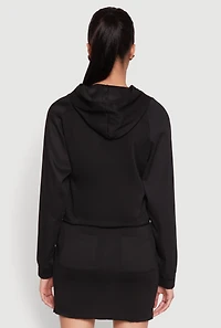 Womens Fleece Lined Rib Knit Zip Front Sweatshirt,