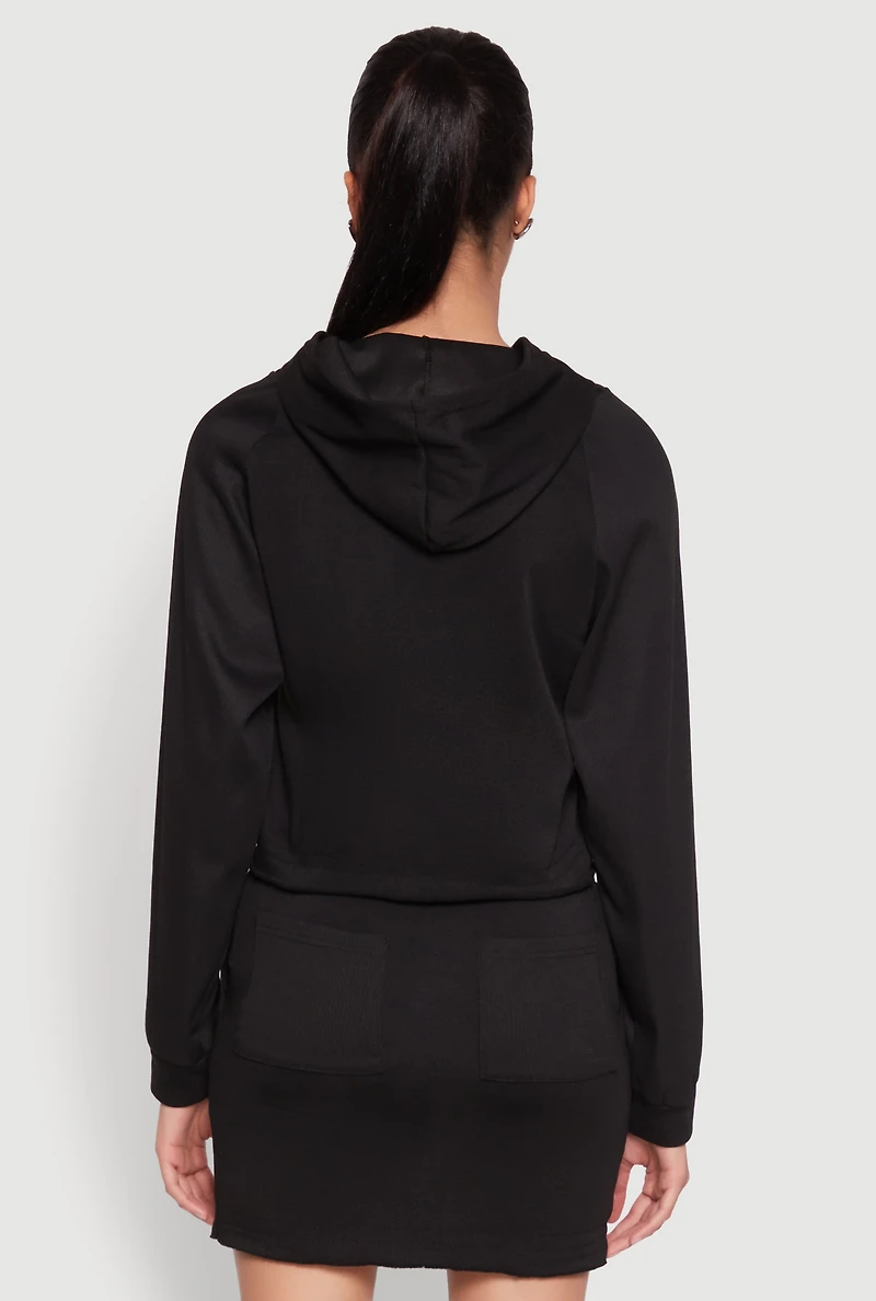 Womens Fleece Lined Rib Knit Zip Front Sweatshirt,