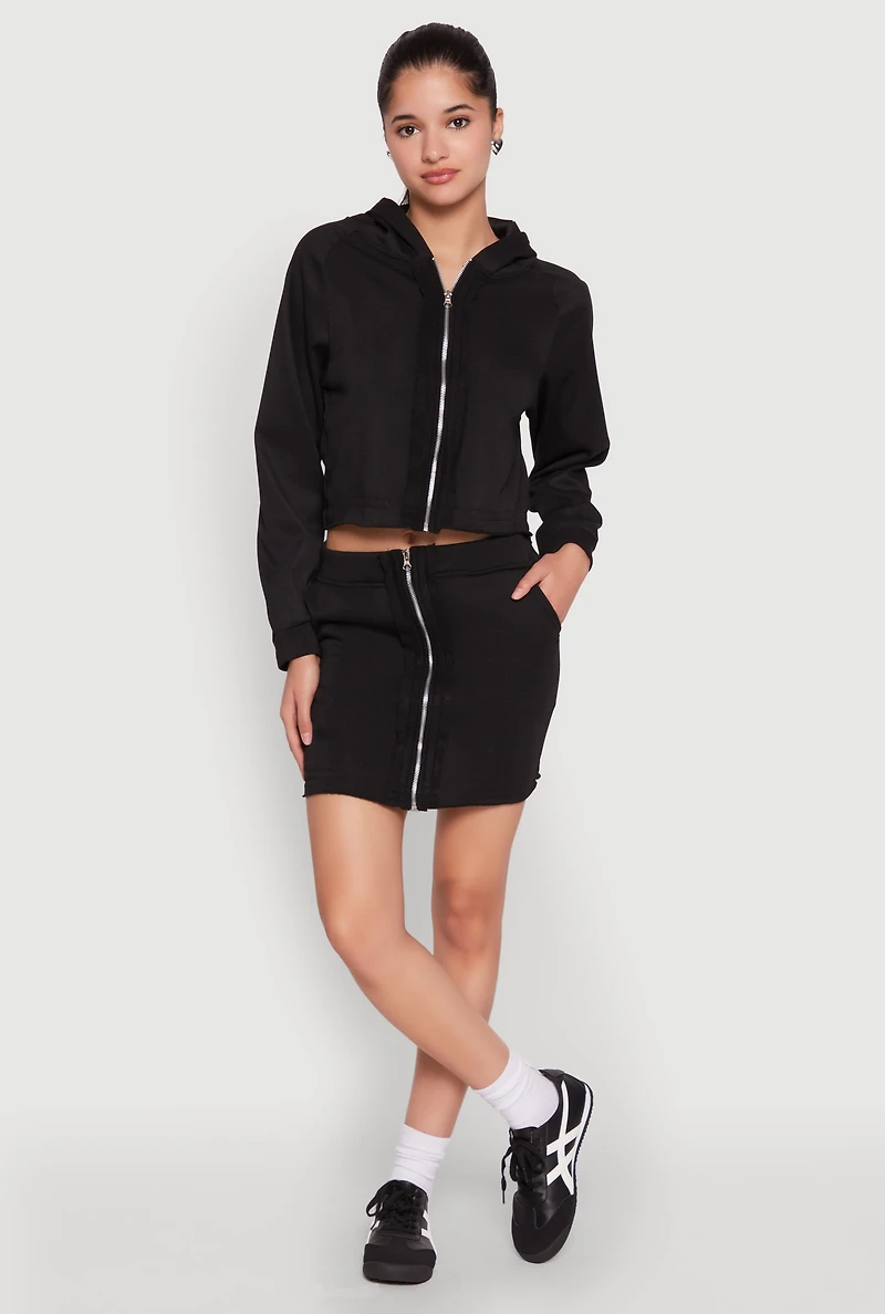 Fleece Lined Zip Front Skirt