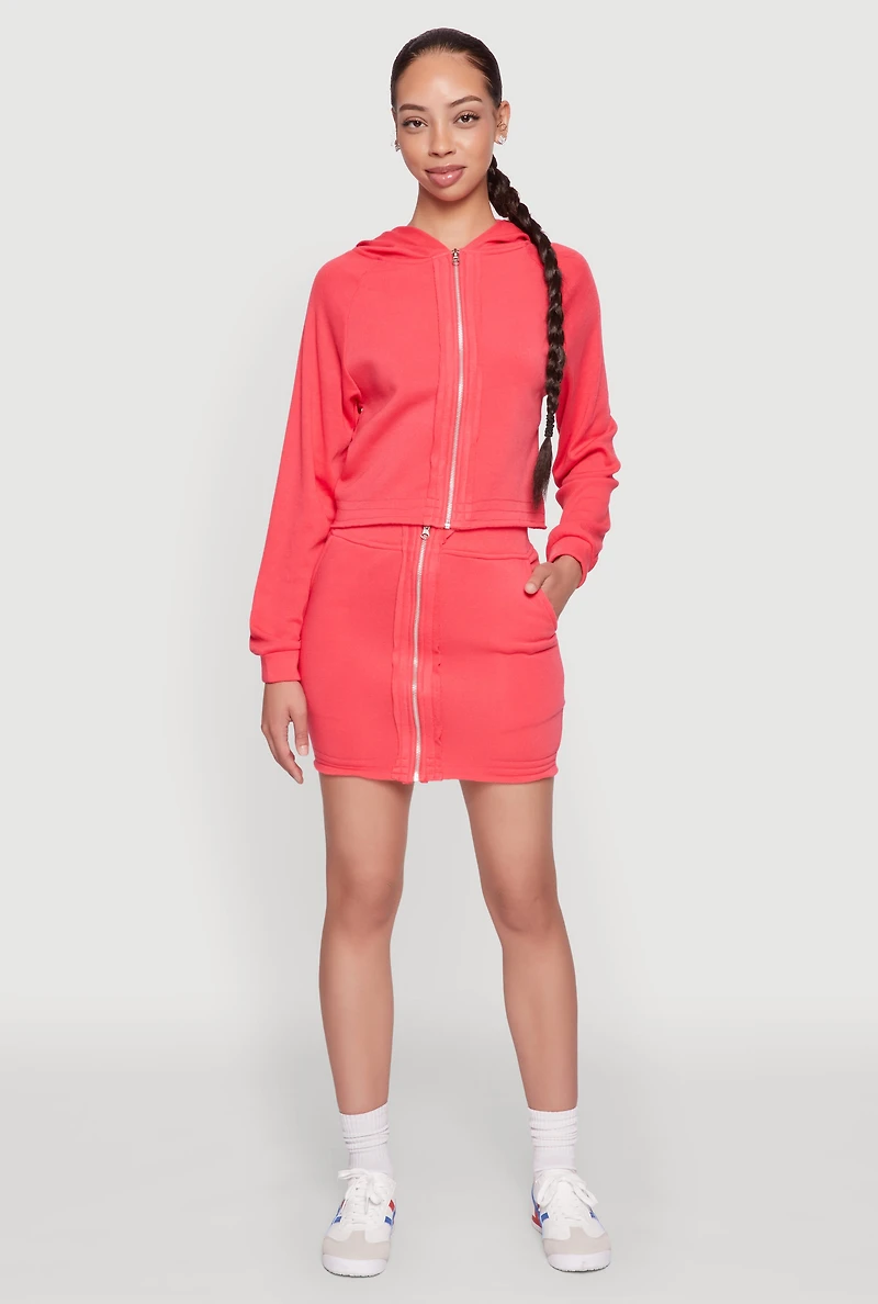 Fleece Lined Zip Front Skirt