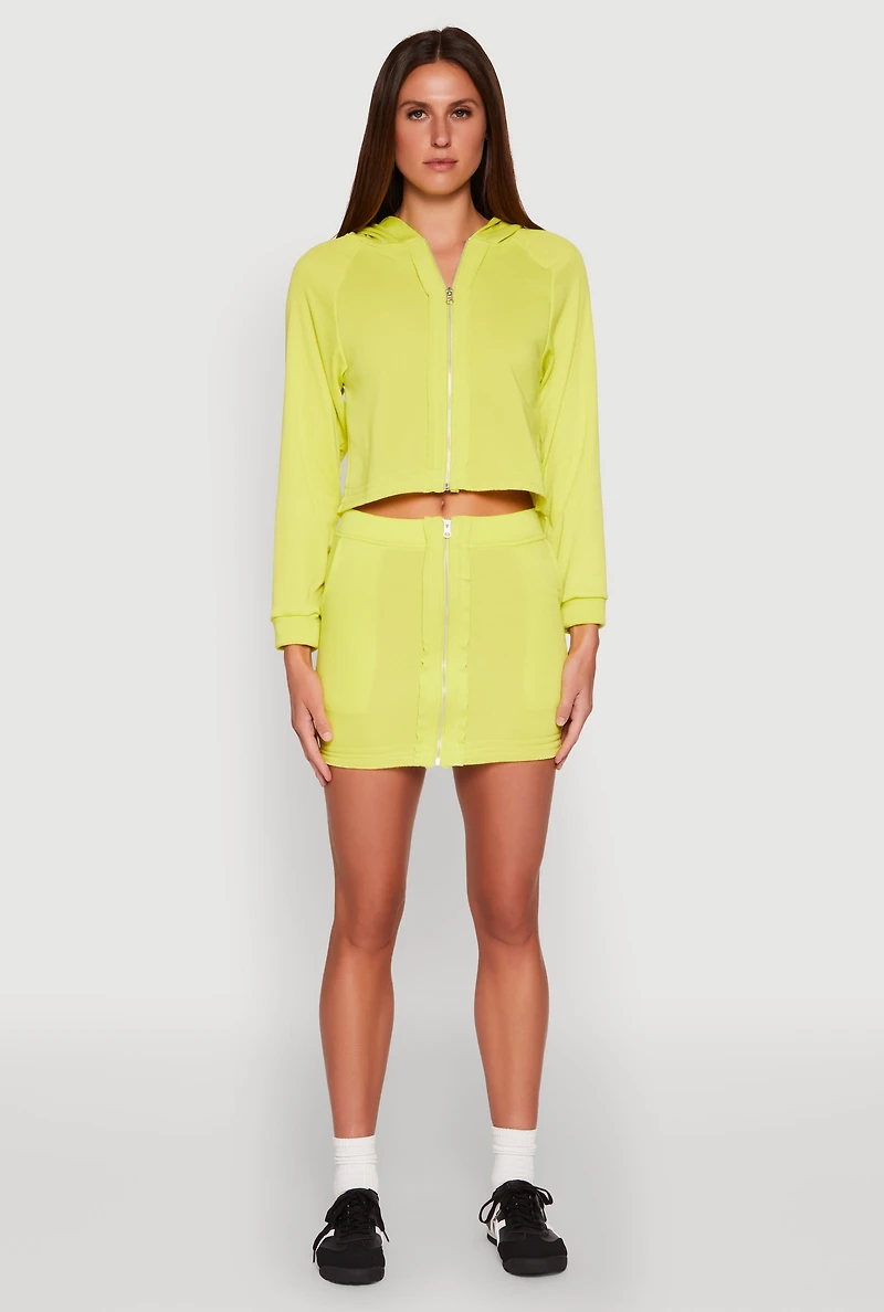 Womens Fleece Lined Zip Front Skirt, Yellow, Size L