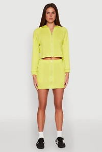 Womens Fleece Lined Zip Front Skirt, Yellow, Size L