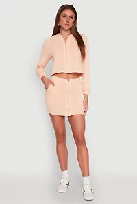 Womens Fleece Lined Zip Front Skirt, Pink, Size M