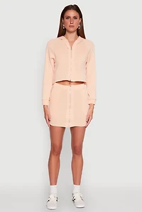 Womens Fleece Lined Zip Front Skirt, Pink, Size M