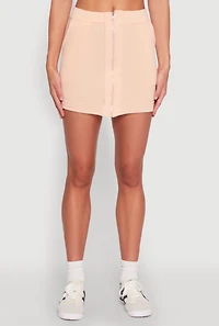 Womens Fleece Lined Zip Front Skirt, Pink, Size M