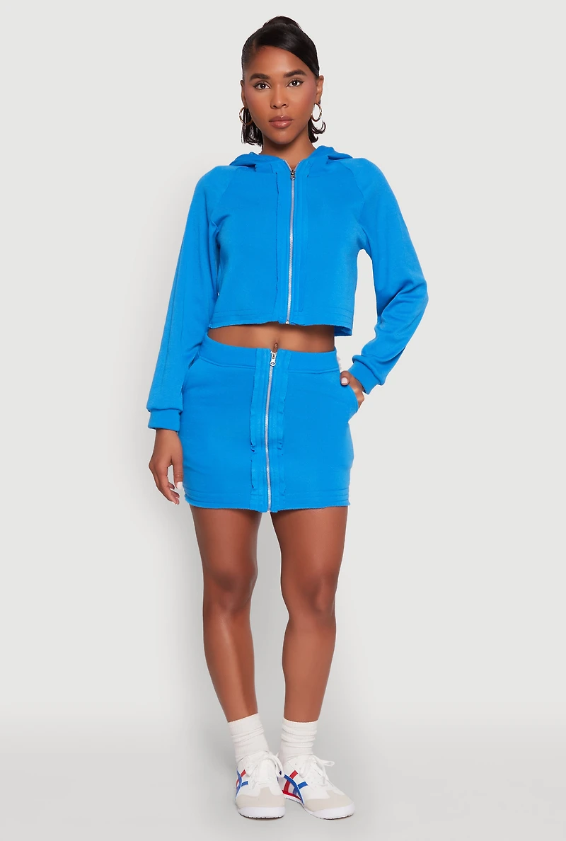Fleece Lined Zip Front Skirt