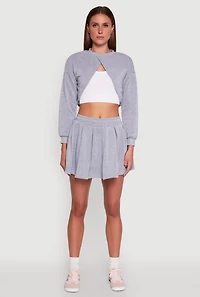 Womens Long Sleeve Bolero Sweatshirt, Grey, Size M