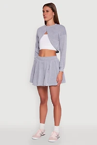 Womens Long Sleeve Bolero Sweatshirt, Grey, Size M