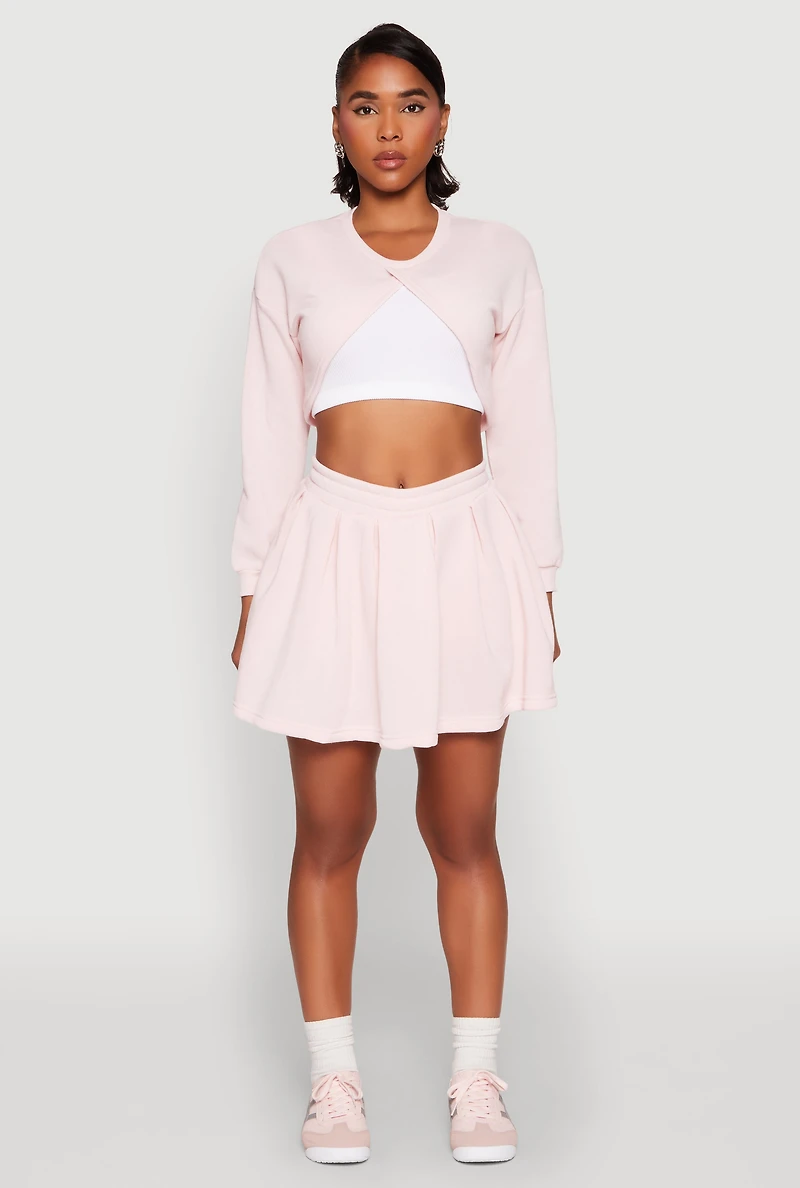 Womens Long Sleeve Bolero Sweatshirt, Pink, Size L