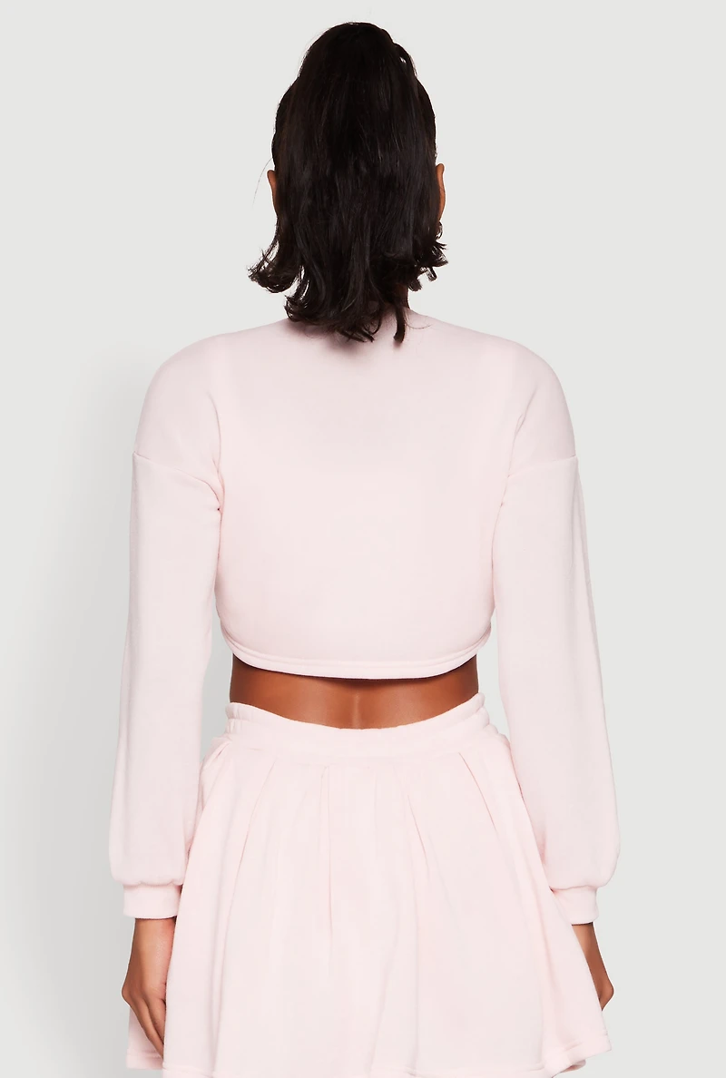Womens Long Sleeve Bolero Sweatshirt, Pink, Size L