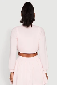 Womens Long Sleeve Bolero Sweatshirt, Pink, Size L