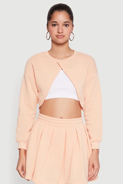 Womens Long Sleeve Bolero Sweatshirt, Orange, Size M