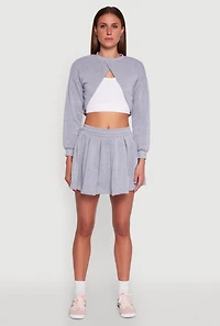 Smocked High Waisted Pleated Skort