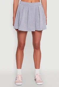 Smocked High Waisted Pleated Skort