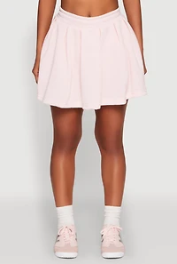 Womens Smocked High Waisted Pleated Skort, Pink, Size L