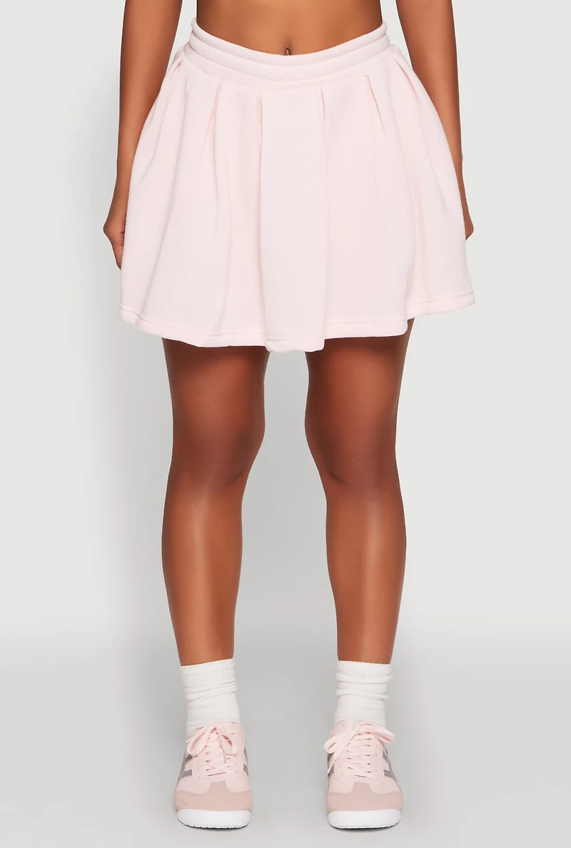 Womens Smocked High Waisted Pleated Skort, Pink, Size S