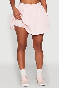 Womens Smocked High Waisted Pleated Skort, Pink, Size M