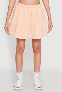 Womens Smocked High Waisted Pleated Skort, Orange, Size M