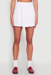 Womens Solid Pleated Skirt, White, Size M