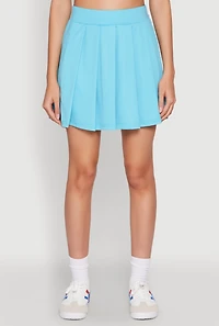 Womens Solid Pleated Skirt, Blue, Size XL