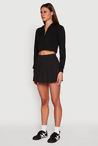 Womens Zip Front Cropped Hoodie,
