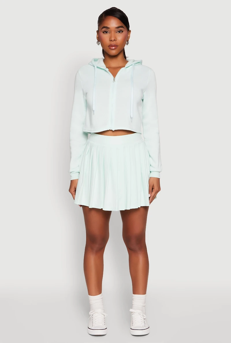 Womens Zip Front Cropped Hoodie,