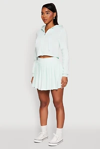 Womens Zip Front Cropped Hoodie,