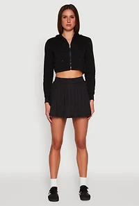 Womens Solid High Waisted Pleated Skort,