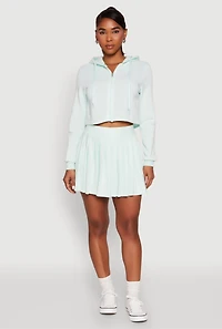 Solid High Waisted Pleated Skort