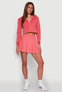 Womens Solid High Waisted Pleated Skort, Pink, Size M